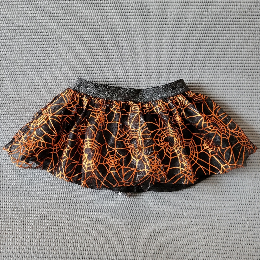 👶🏼 4/$10 9-12 month Halloween baby tutu skirt spider web orange black tulle